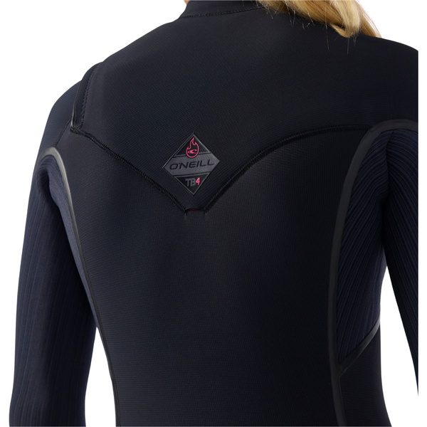 2026 O'Neill Womens Hyperfreak Fire 4/3+mm Chest Zip Wetsuit 5664 - Black / Black